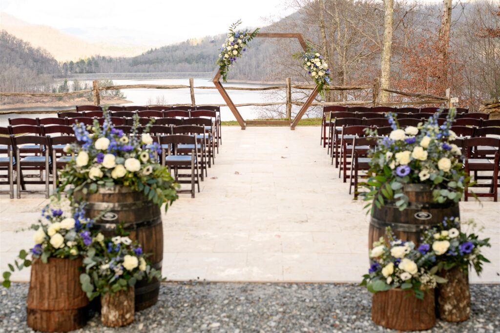wedding ceremony decor with arch